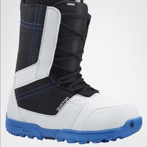 Black/white/blue Burton Snowboarding Boots